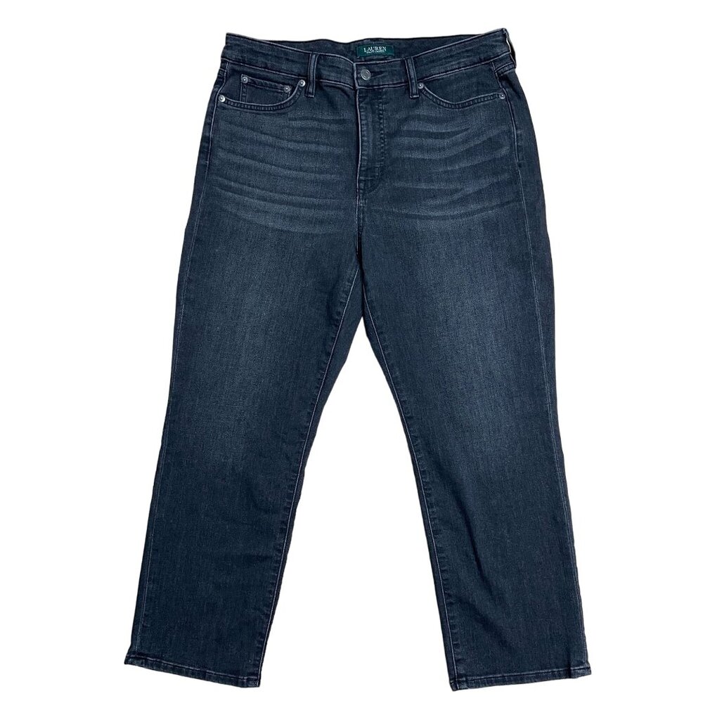 LAUREN RALPH LAUREN JEANS WOMEN'S 14 WHISKERING HIGH RISE STRAIGHT CROP STRETCH